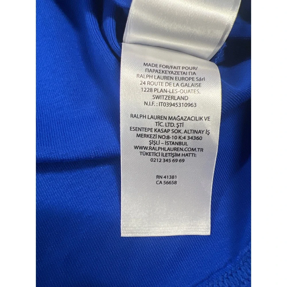 Lauren Ralph Lauren Boatneck Top Blue Cuffed Short Sleeve Classic Preppy XXL